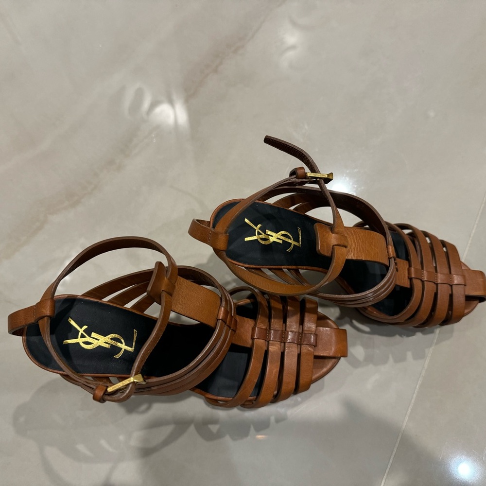 YSL 37 Brown Leather High Heels